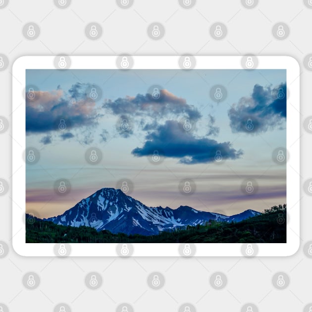 Snowmass Village mountain peak at sunset Sticker by sanityfound